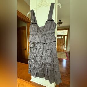 Alvin Size 4 Cotton/Silk Elegant Gray Tiered Women's Dress.